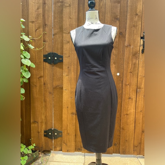 H&M Sheath Bodycon Sleeveless Midi Little Black Dress Size 6 EUC - Picture 1 of 9